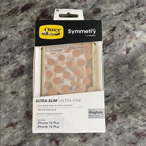 NEW OtterBox Symmetry Gold Polkadot iPhone 14/15 Plus